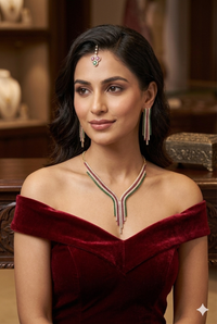 Regal Tricolor Cascade Necklace Set