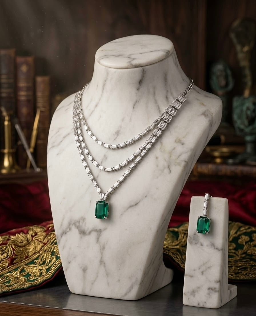 Green Layered Necklace Set
