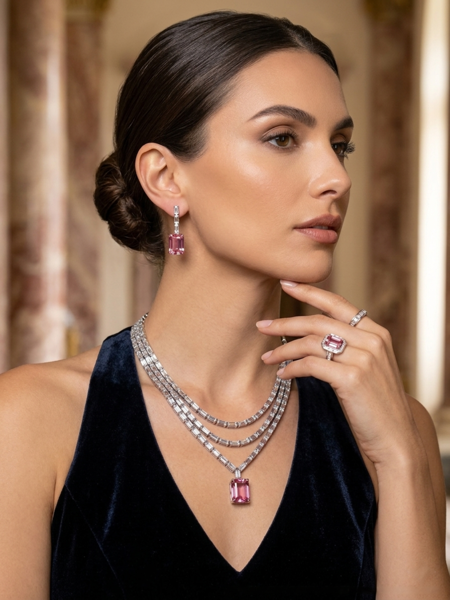 Pink Layered Necklace Set