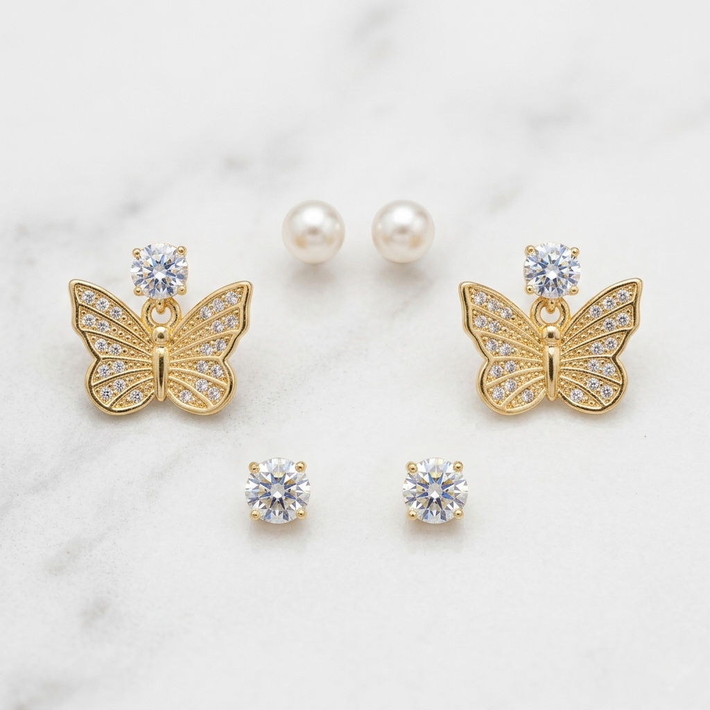Butterfly Earrings Set