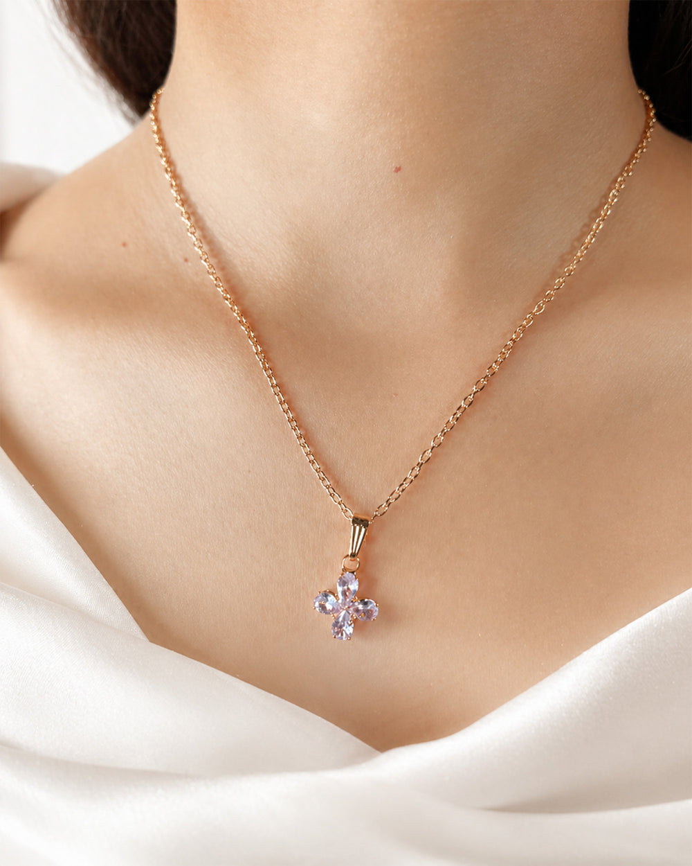 Blush Clover Pink Sapphire Pendant