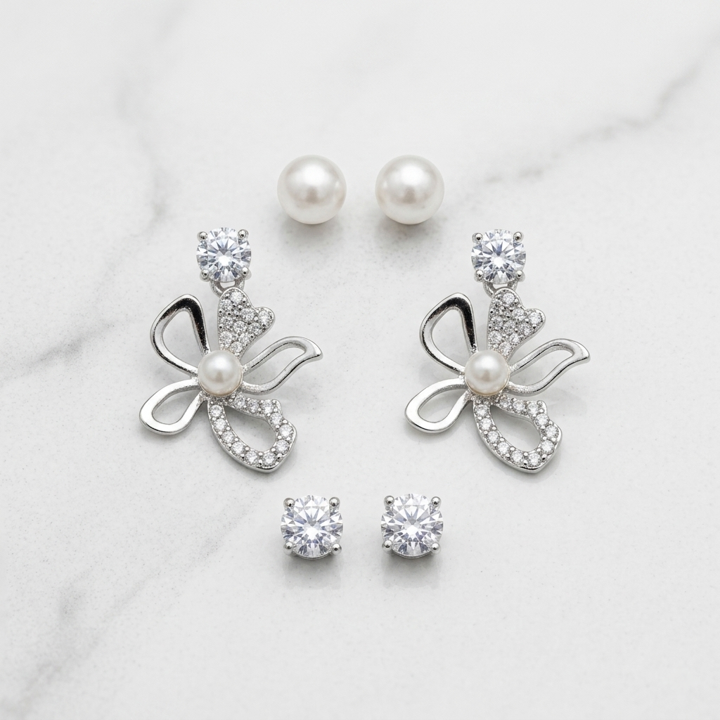 Ivory Knot Earrings Set