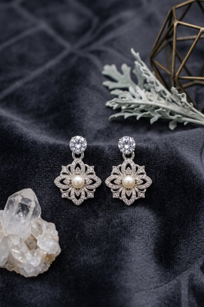 Pearl Lotus Earrings