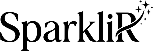 Logo of SparkliR with decorative elements on a white background