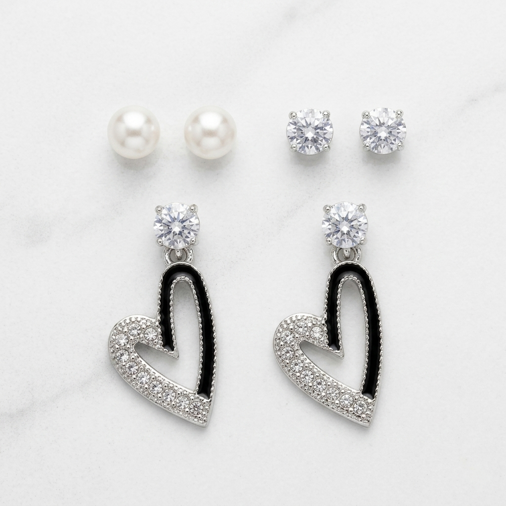 Shadow Heart Earring Set