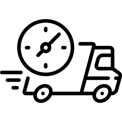Icon of a truck with a clock, symbolizing time-sensitive delivery.